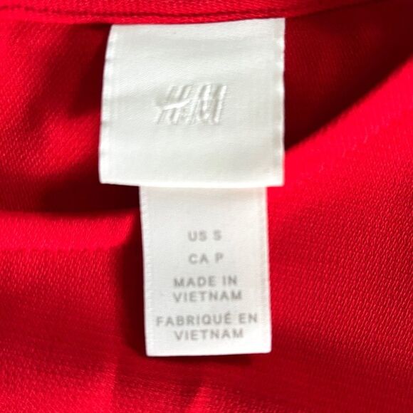 H & M Womens Fire Red Puff Sleeves Mini Dress Size Small - Picture 12 of 15
